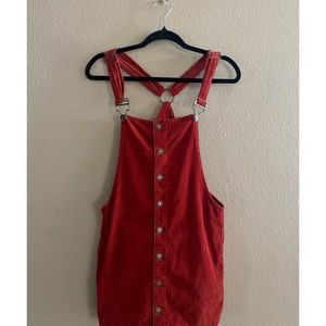 Corduroy Red Overall Dress